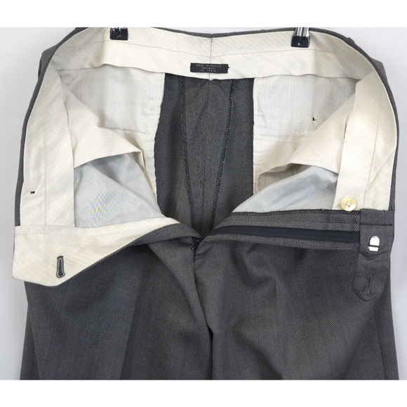 Pierre Cardin 100% Wool Dress Pants 34x29 Gray Birdseye Pleated Cuffed Office - Picture 9 of 12